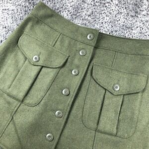 Vintage Abercrombie Skirt Womens Medium Green Wool Cargo Button Front Pockets